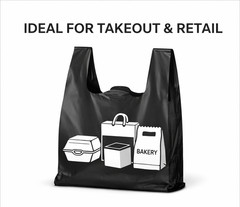 Black T-Shirt Plastic Grocery Bags 0.67 Mil 21×6.5×11.5 1/6 Large Shopping Bulk