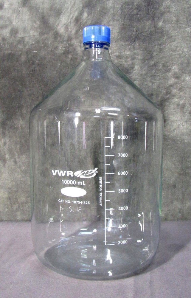 VWR 10754-826 10L Graduated Media Storage Bottle with GL45 Screw Cap