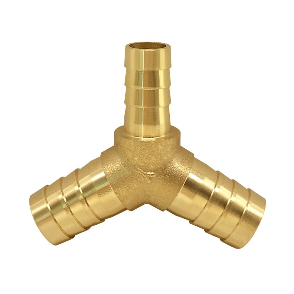 5/16″x5/16″x1/4″ Brass Reducing Y 3-Way Union Hose Barb Fitting for Air Fuel