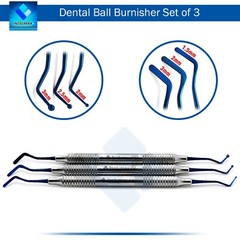 Set Of 3 Dental Composite Filling Instruments Flat Plastic Ball Tip Burnisher