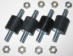 4 Isolation Rubber Mounts with M5-.8 x 12mm Hardware – Shock Mount – 40mm Long