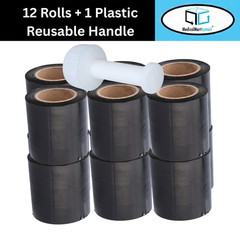 Cast Narrow Banding Stretch Wrap 5″x1000′ 80 Ga Black Plastic Shrink Film 12 Rls