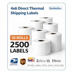 10 Rolls 4×6 Direct Thermal Shipping Labels – 250 per roll – 2500 labels