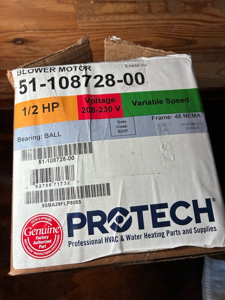 Protech Ensite Air 51-108728-00 Motor 1/2HP 208-230V Non-Programmable New S4