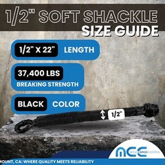 2 PC 1/2” x 22” Synthetic Soft Shackle Tow Rope Recovery Strap 37,400LBS