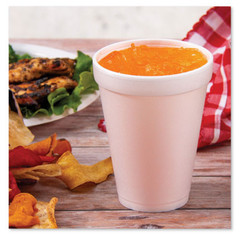 Dart Foam Drink Cups, 12 oz, White, 25/Bag, 40 Bags/Carton 12J12 (CA Exclude)