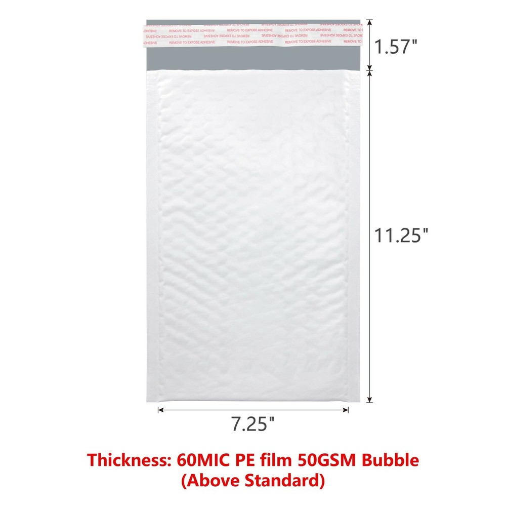 KSK Packaging 7.25″ x 11.25″ Poly Bubble Mailers Padded Envelopes