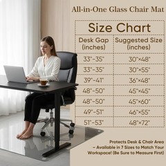 30″ x 48″ Tempered Glass Office Chair Mat for Carpet & Hardwood Floor, 1/6″ T…