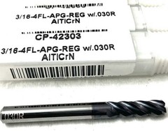2PC Carbide Plus CP-42303 3/16″ 4FL Corner Radius End Mill AlTiCrN .030R NEW