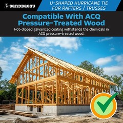 Sandbaggy U-Shaped Hurricane Tie for Rafters / Trusses – 18 Gauge (Galvanized)