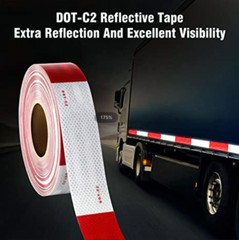 2”x50’ Reflective Conspicuity Tape DOT-C2 Approved Red/White for Trailers 1 Roll