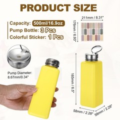 3Pcs 500ml/16.9oz Solvent Alcohol Dispenser for Acetone Cleanser Yellow