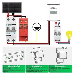 NEW 2Pole 600V Surge Protector Protective Device DC 40kA Lighting Arrester SPD