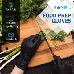 Black Nitrile Disposable Gloves Large, 50 Count – BBQ, Tattoo, Hair Dye, Cooking