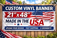 Custom Banner 21×48 Personalized Vinyl Banner Business Party Sign Made in USA
