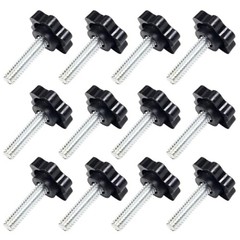 12 Pcs 1/4″-20 x 1 Thumb Screws Star Knob Black Plastic