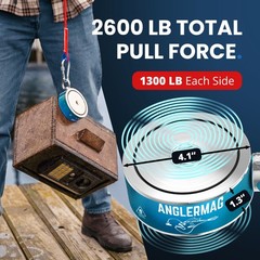 2600 LBS Magnet Fishing Kit AnglerMag Double Sided Magnetic Fishing Complete Kit