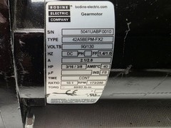 Bodine Type 42A5BEPM-FX2, 3/16-3/8hp, 173/250 rpm. 90/130 V. DC Gear Motor 10:1