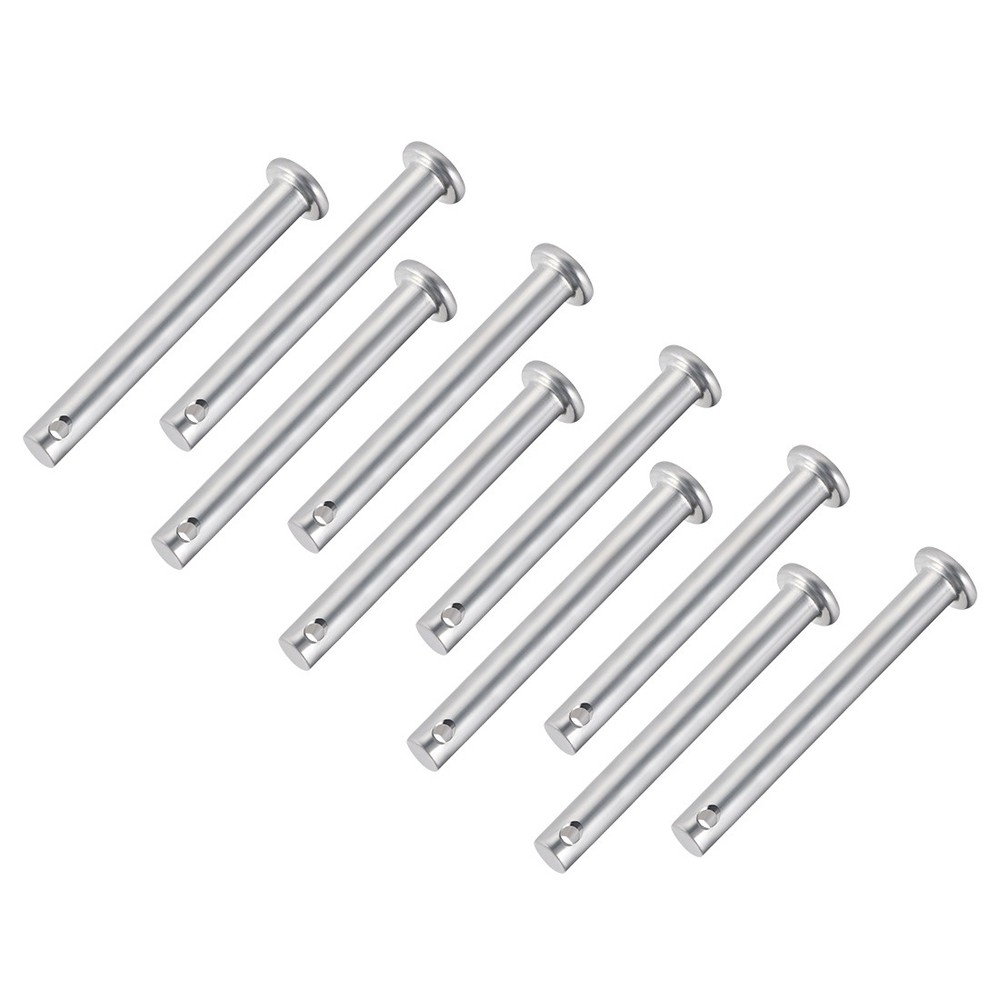Single Hole Clevis Pins,6mm x 50mm Flat Head Zinc-Plating Steel 10 Pcs