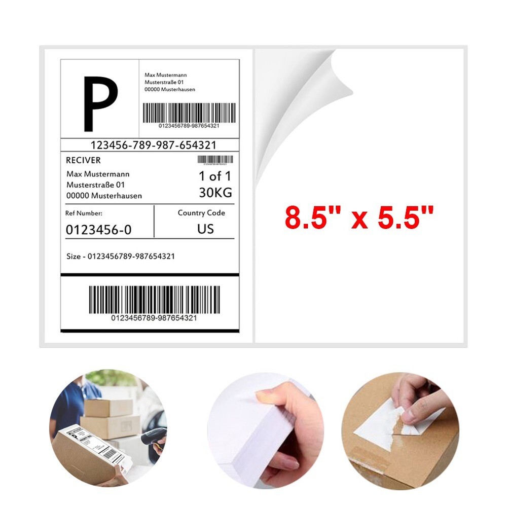 Shipping Label 8.5 x 5.5 Half Sheet 2 Per Sheet Self Adhesive Paper Rounded UPS