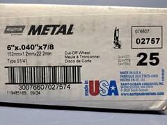 Lot of 25 Norton 02757 6″ X 7/8″ Metal RightCut Right Angle Cut-Off Blade