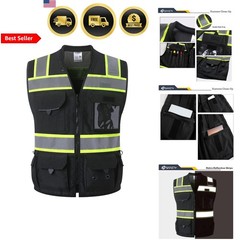 Hi-Vis Unisex Surveyor Safety Vest Heavy Duty PPE Inner Pockets ANSI/ISEA Com…