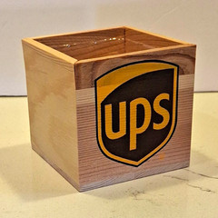 UPS Logo Wood Desktop Organizer Pencil Holder Desk Organizer