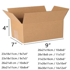 Corrugated boxes, can be used for storage, mailing; Multiple sizes available