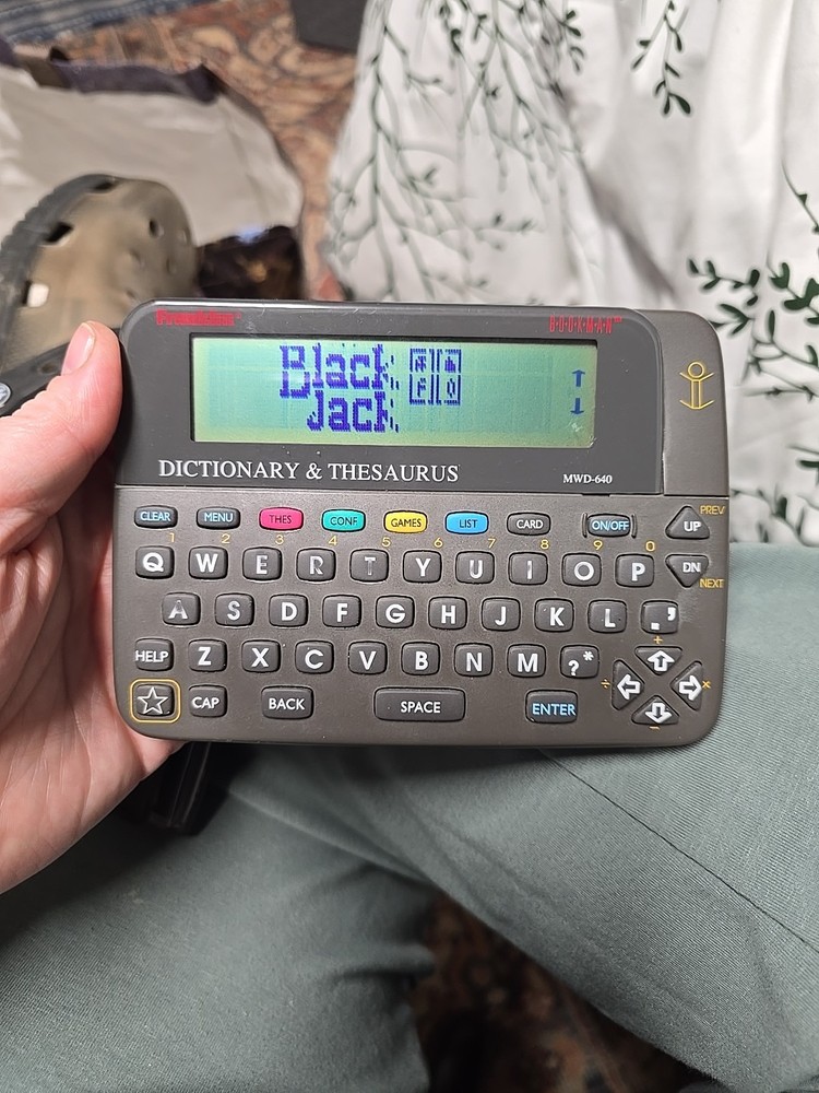 Franklin Dictionary Thesaurus MWD-640 Electronic Bookman Tested W/ 2 Cartridges