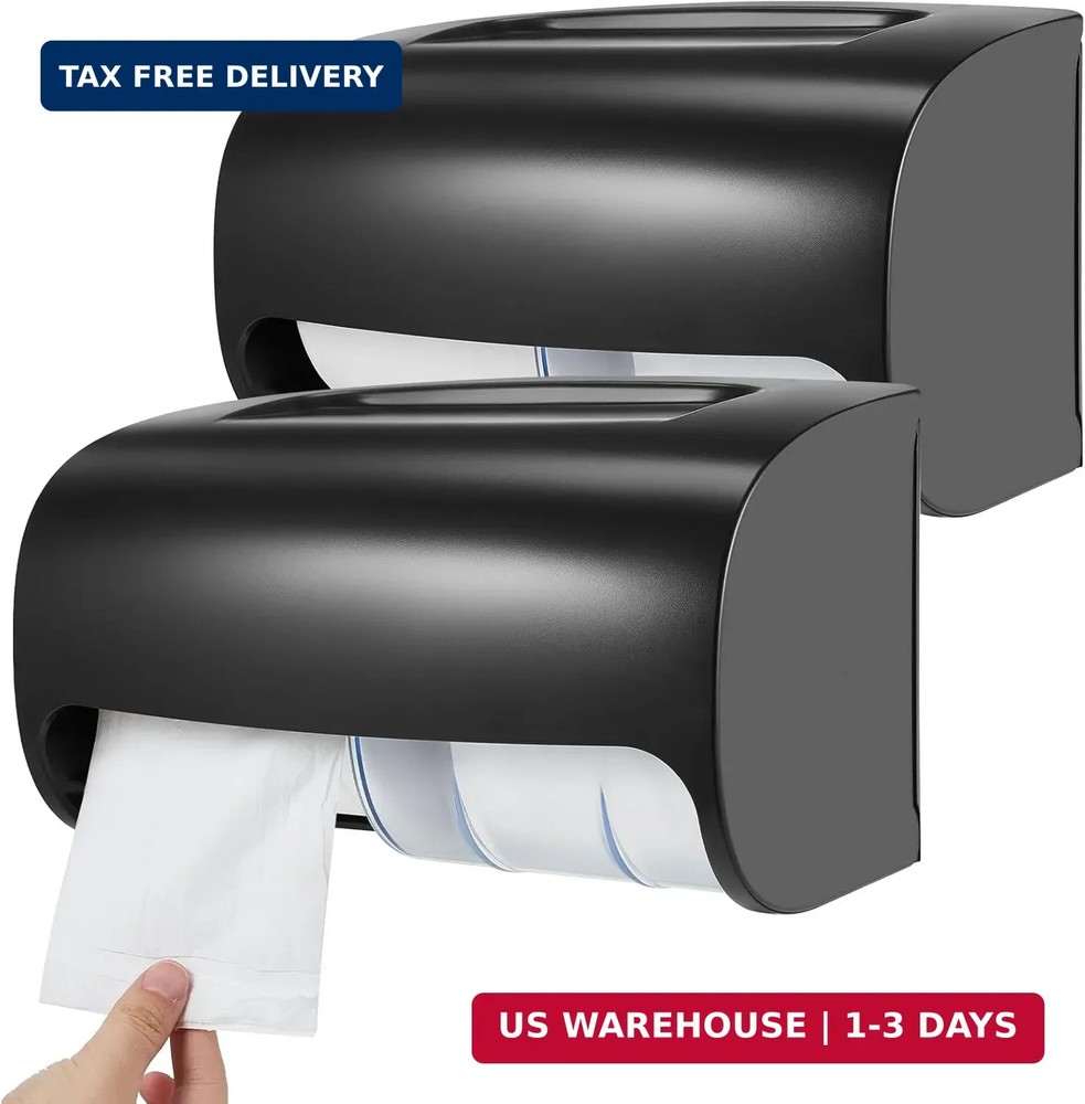 Maxcheck 2 Pcs Commercial Toilet Paper Dispenser Wall Mount Double 2 Roll Lockin