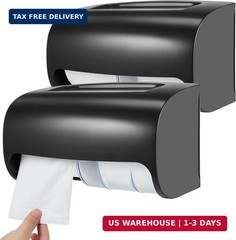 Maxcheck 2 Pcs Commercial Toilet Paper Dispenser Wall Mount Double 2 Roll Lockin