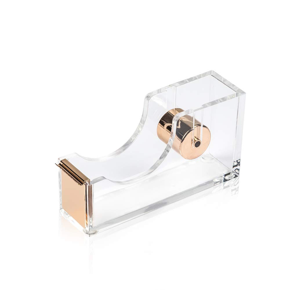 SIRMEDAL Contemporary Ultra Clear Acrylic Gold Quality Tape Dispenser Single …
