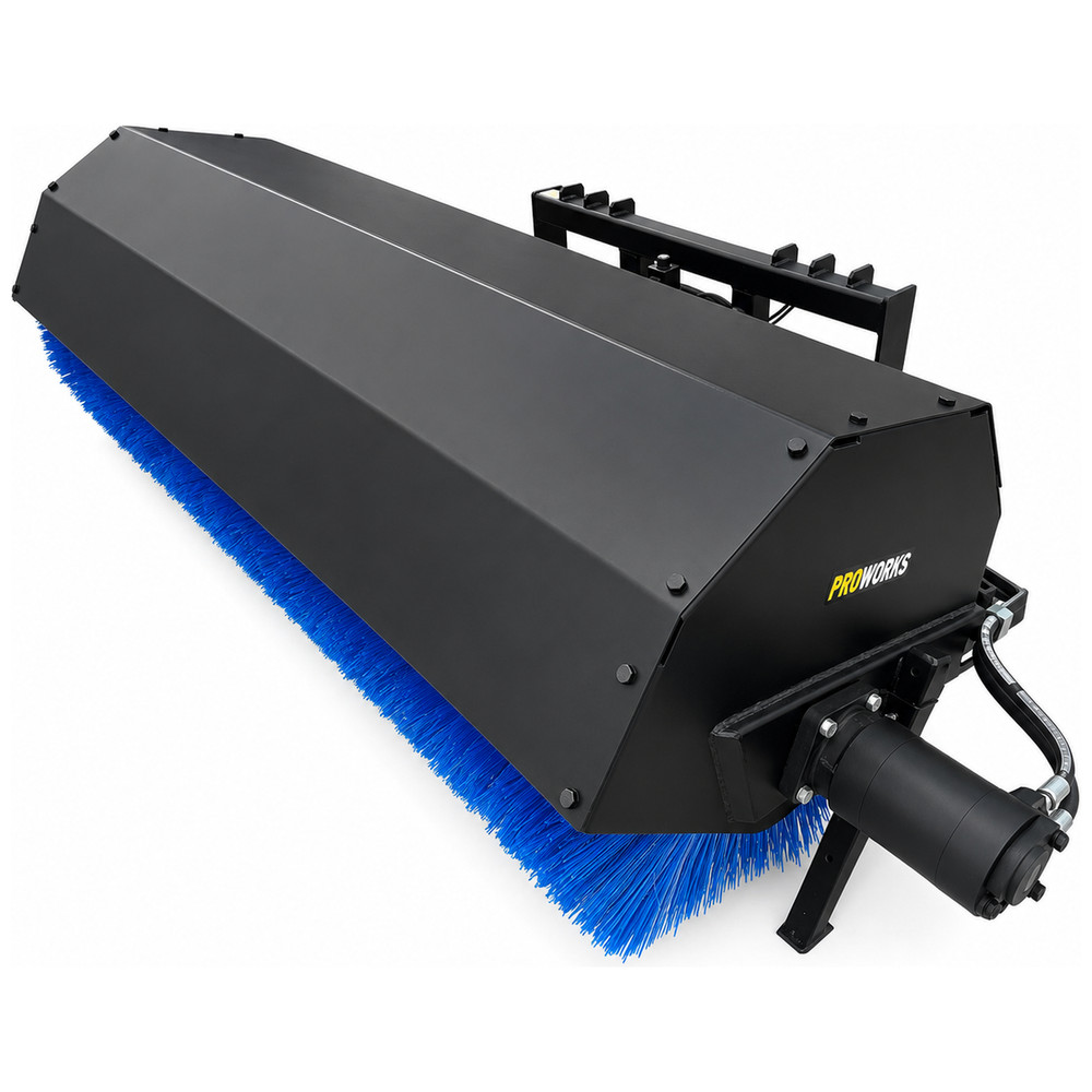 PROWORKS 84″ Hydraulic Angle Broom Skid Steer Attachment Half Poly Wire Brush