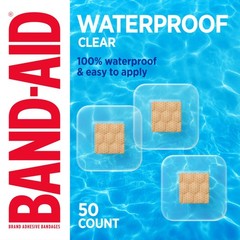 BAND-AID Brand Waterproof Clear Spot Adhesive 50 Count (Pack of 1),
