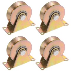 4pcs 3″ V Groove Wheel Sliding Gate Caster Rigid Caster Wheels with Bracket