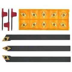 3PCS 3/8 Lathe External Turning Tool Holder Gold Indexable Carbide-Insert DCMT07