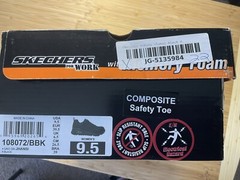 SKECHERS FOR WORK WOMENS,SLIP RESISTANT,SAFETY TOE,MEMORY FOAM SIZE 9.5 BLACK.