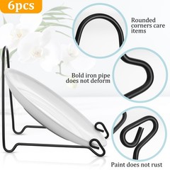 Blulu 6 Pcs Bowl Display Stands Iron Large Medium Size Dish black