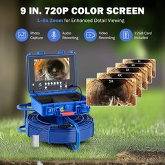 9 Inch Self-Leveling Sewer Camera 90m/295ft Pipe Inspection Camera w 512hz Sonde