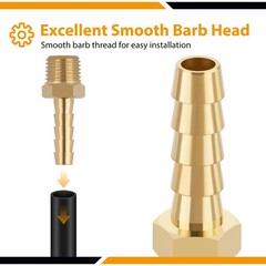 KOOTANS 4pcs Brass Hose Barb Fittings 1/4″ Hose Barb to 1/4 NPT Male Thread A…