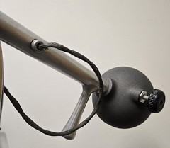 Large 9′ Antique Industrial Surgical Light Chrome & Gray In Original Condition