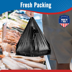 1000 Count Black Plastic Grocery Bags 12″ x 6.5″ x 21″, T-shirt, Trash, Take Out