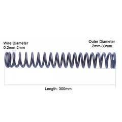 Length 300mm Compression Spring Pressure Springs Wire Dia 0.2mm-2mm OD 2mm-30mm