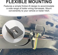 Vehicle-Side Trailer Wiring Harness Mounting Bracket for 4-Way Flat, Gloss Bl…
