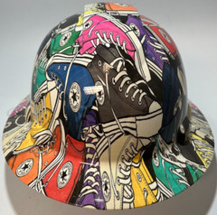 New Full Brim Hard Hat Custom Hydro Dipped CONVERSE ALL STAR SHOES