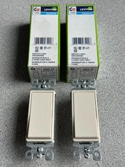 Lot of 2 NEW LEVITON 15A Light Almond Decora 3-Way Switches 5603-2T