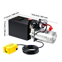 VEVOR Hydraulic Pump 6 Quart Double Acting Dump Trailer Pump Power Unit DC 12V