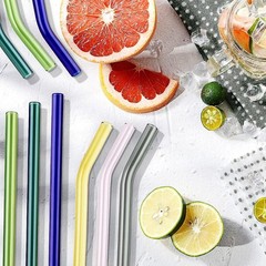 8 Pcs Reusable Glass Straws, 8″x8mm Eco-friendly Drinking Straws for Smoothies