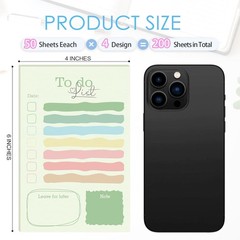 Gallasys 4 Packs to Do List Notepad, 200 Sheets 3.9 x 5.9 inches, Multicolour