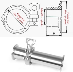 Tri Clamp Tube 1.5 Inch Tube OD Sanitary Spool Tube Length 2 Inch Clamp End O…